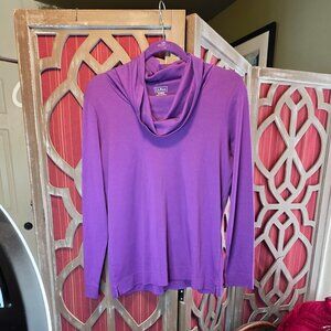 LL Bean Purple Cowl Neck Shirt M